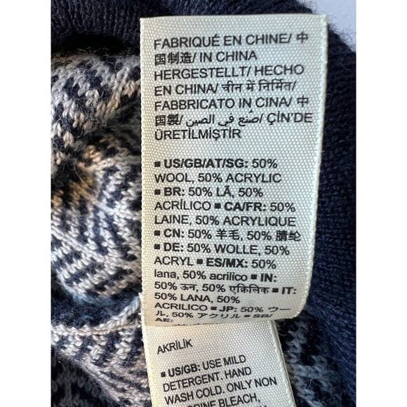 Goodthreads Men's Size L Wool Blend Striped Sweater Navy Blue Pullover Winter - Picture 9 of 9